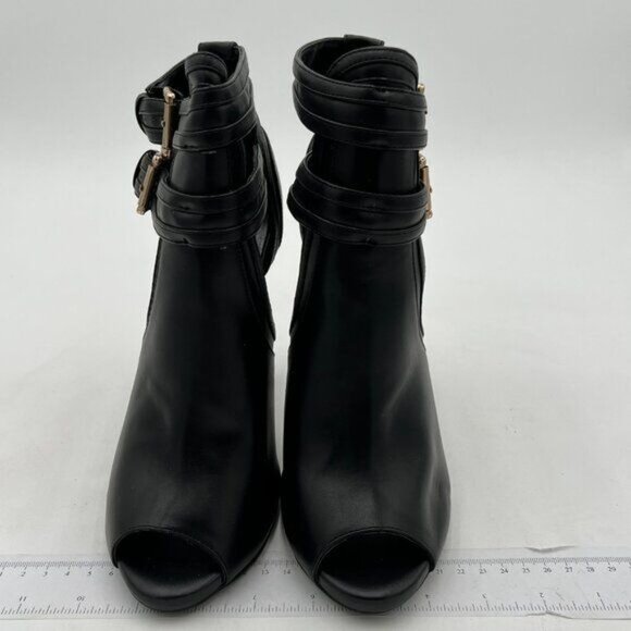 XYD Women Peep Toe Ankle Bootie High Heels Buckled Double Straps Cutout Fashion - Picture 3 of 8